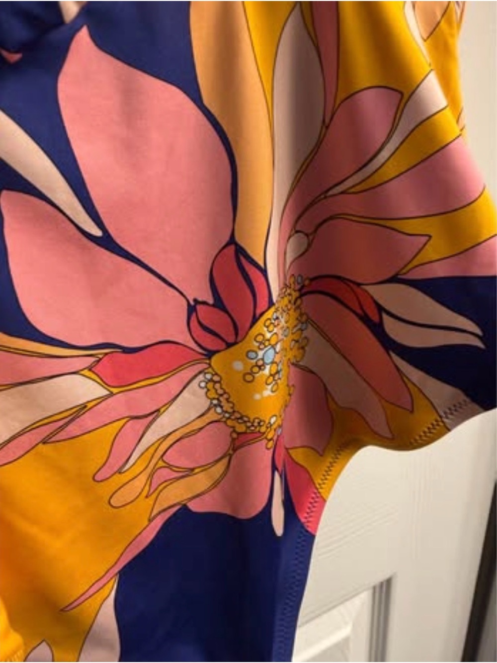 Trina Turk Floral Ruffle One-Piece Swimsuit - Navy, Yellow & Pink - Picture 7 of 9